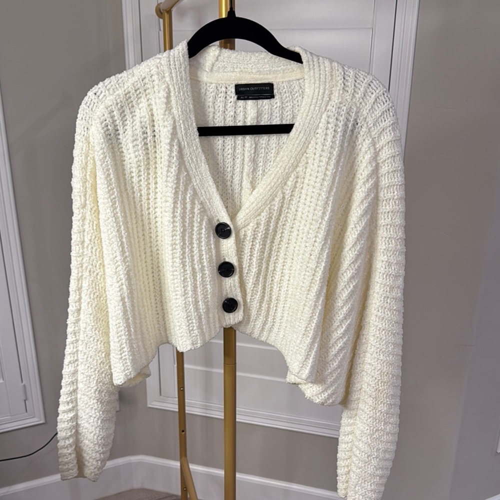 Cream Button-Up Cardigan Sweater